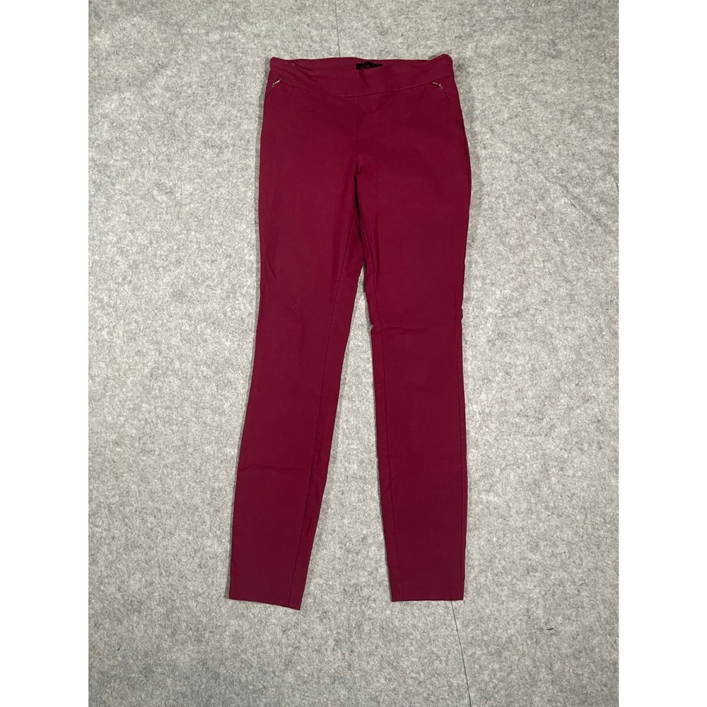 Rekucci Womens Burgundy Ease Into Comfort Slim Fit Pull On Pants Zipper Pockets